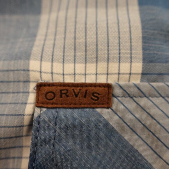 Orvis Short Sleeve‎ Woven Tech Shirt men's extra large captain blue check plaid - Picture 2 of 10